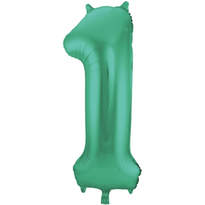 Groene Metallic Mat Folieballon Cijfer 1